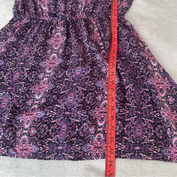 Pink rosé short pattern dress with elastic in waist size L - Picture 4 of 6